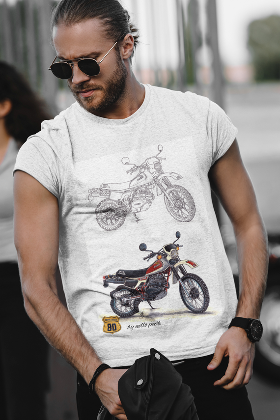 Camiseta XL250R Branca Esboço By Nello Petri