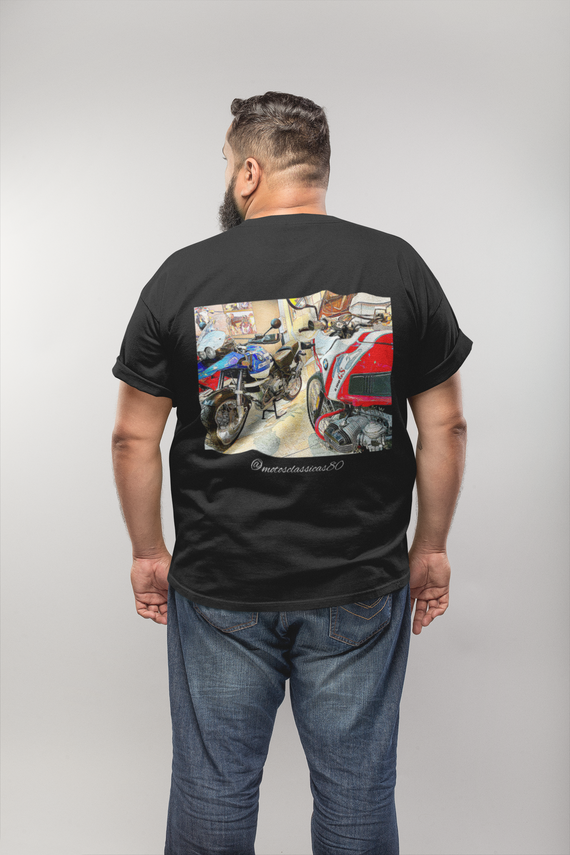 Camiseta Plus Riders Sketch BMW R1150GS e R100GS - estampa nas costas