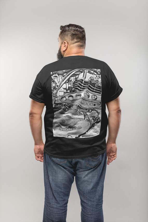 Camiseta Plus Riders Sketch Motor XL250R - estampa nas costas