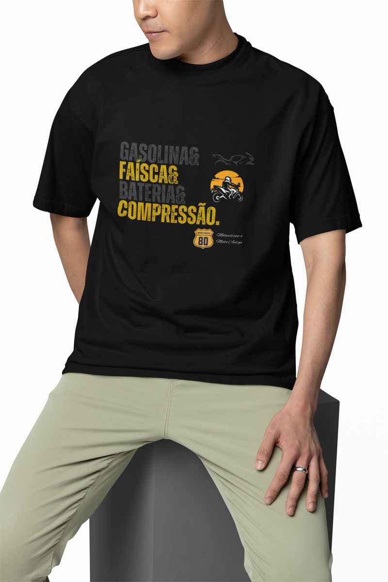 Nome do produto: Camiseta Gasolina e Faisca