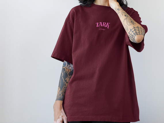 Camiseta Oversized Zark Wear Escrita Rosa