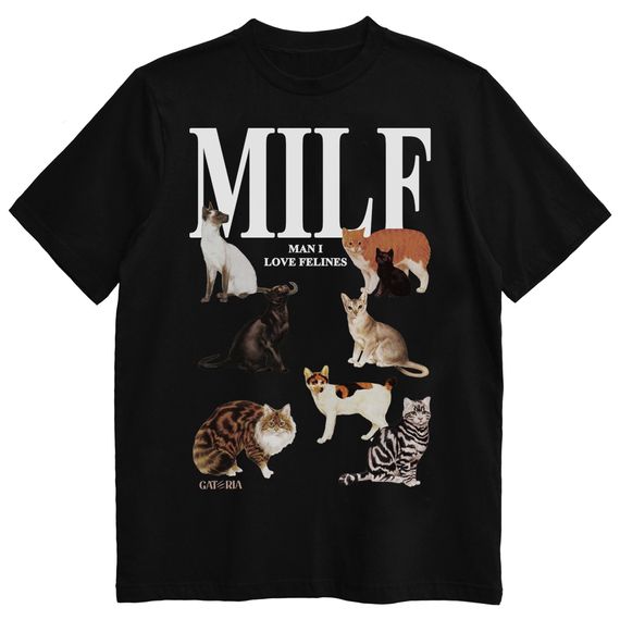 Camiseta MILF - Man I Love Felines - Preto