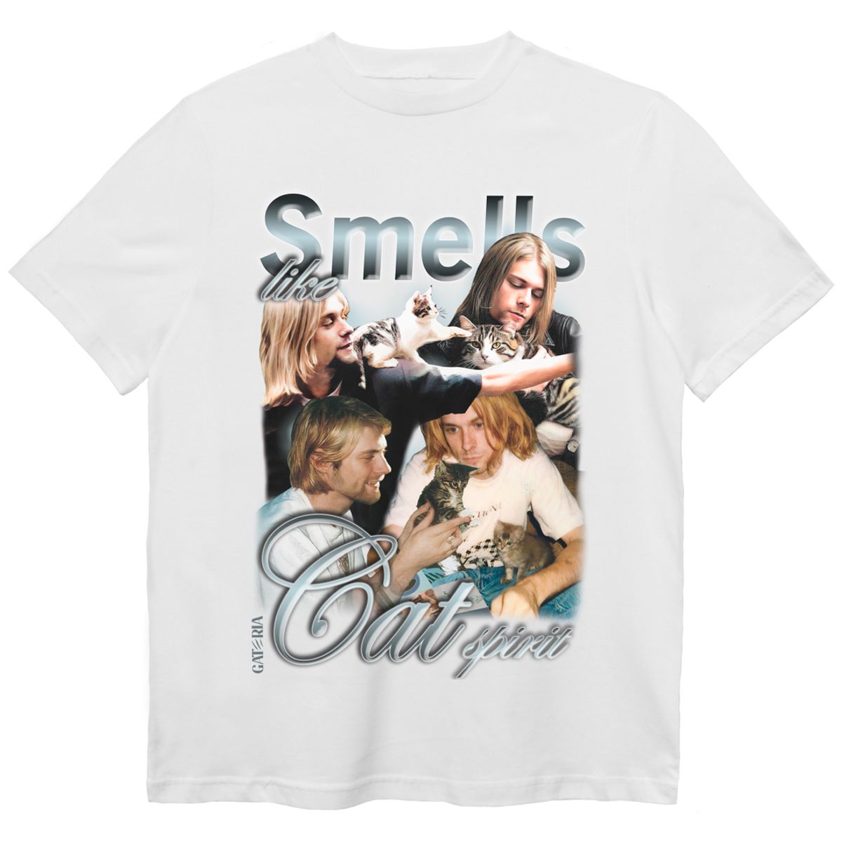 Nome do produto: Camiseta Kurt Cobain - Smells Like Cat Spirit - Branco