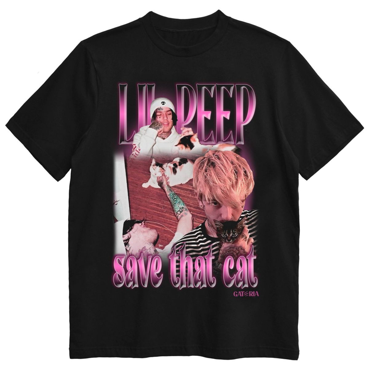 Nome do produto: Camiseta Lil Peep - Save That Cat - Preto