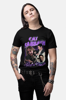 Nome do produtoCamiseta Cat Sabbath - God is Cat? - Preto