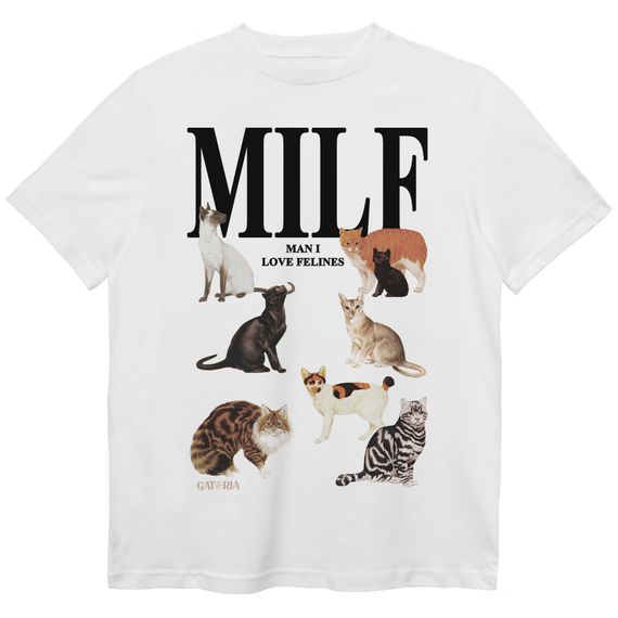 Camiseta MILF - Man I Love Felines - Branco