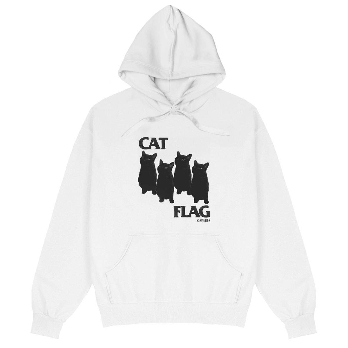 Nome do produto: Moletom Canguru - Cat Flag - Branco