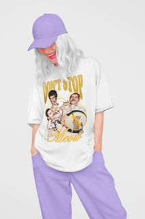 Nome do produtoCamiseta Freddie Mercury - Don't Stop Meow - Branco