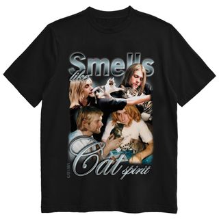 Nome do produtoCamiseta Kurt Cobain - Smells Like Cat Spirit - Preto