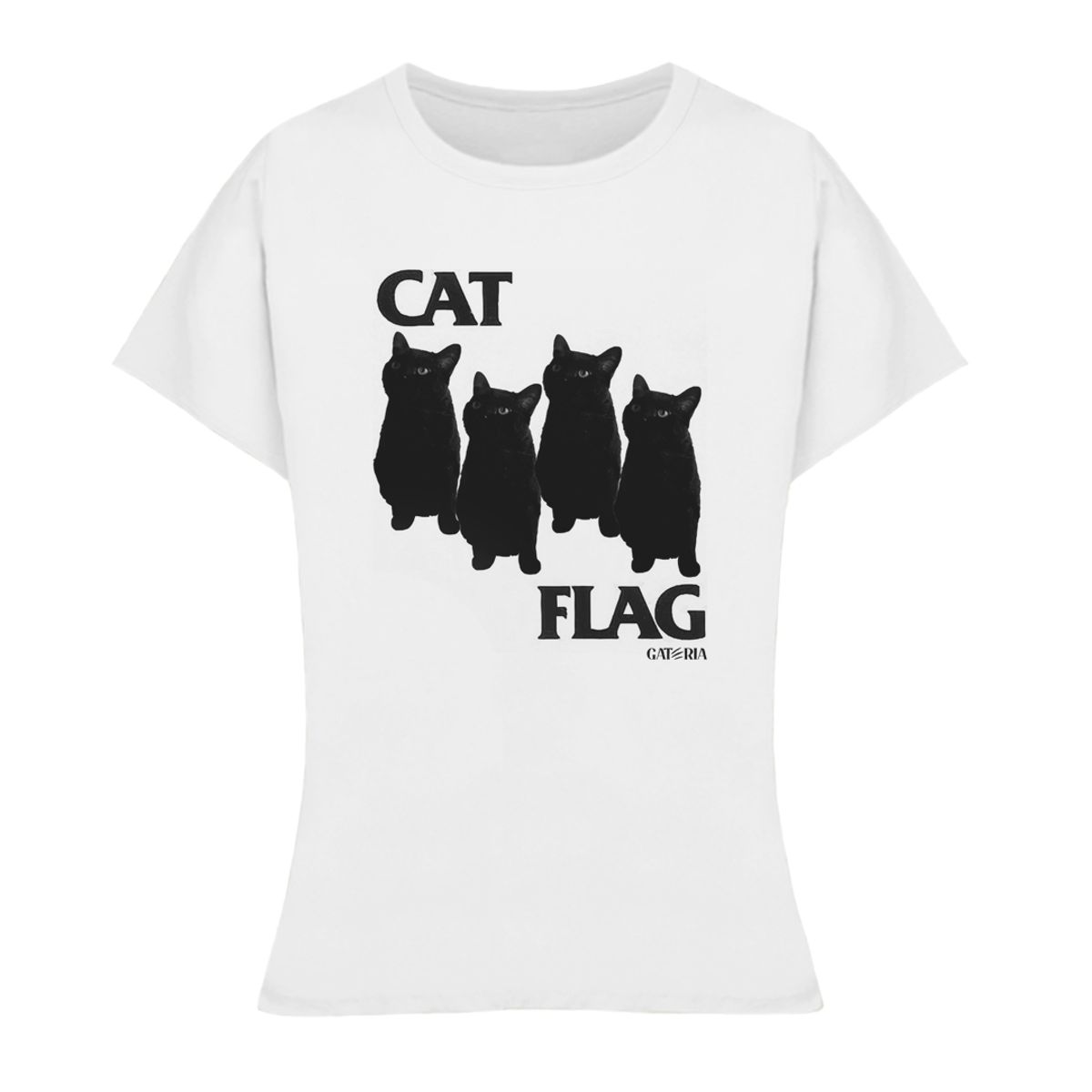 Nome do produto: Baby Look Cat Flag - Branco