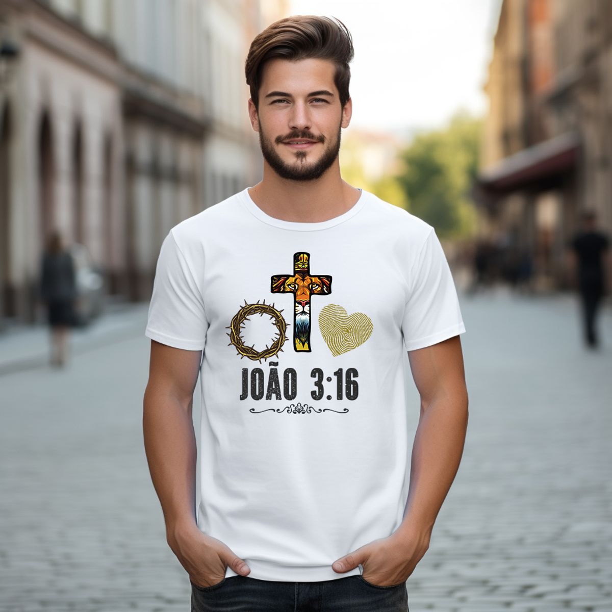 Nome do produto: Camiseta Masculina  - João 3:16 - Moda Cristã