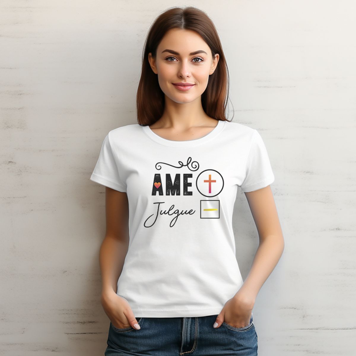 Nome do produto: Camiseta Feminina  - Ame Mais - Moda Cristã