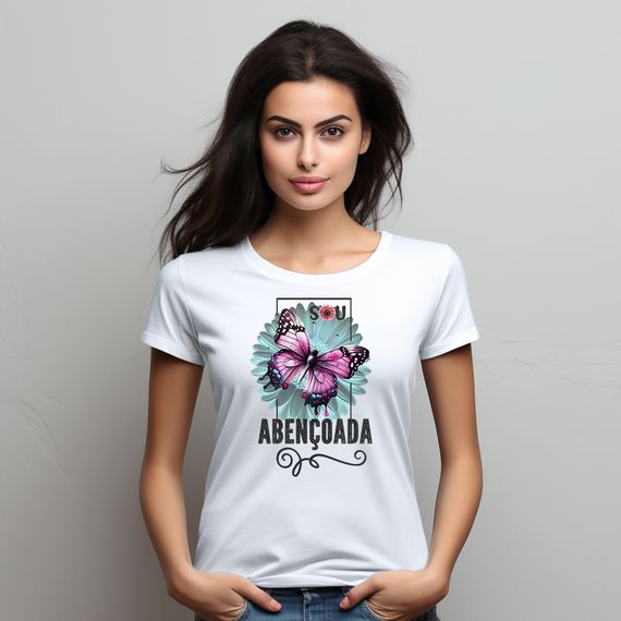 Camiseta Feminina  - Sou Abençoada - Moda Cristã