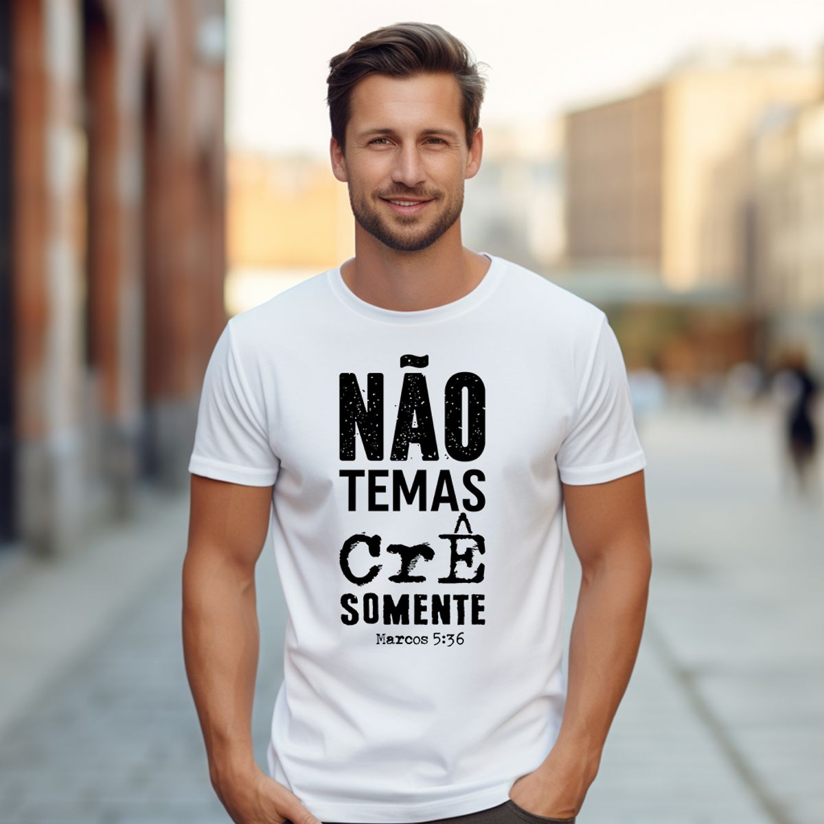 Nome do produto: Camiseta Masculina  - Não Temas - Moda Cristã