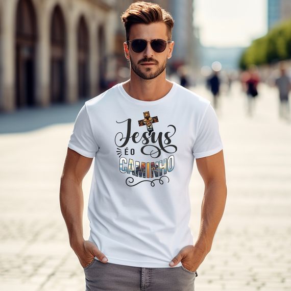 Camiseta Masculina  - Jesus é o Caminho - Moda Cristã