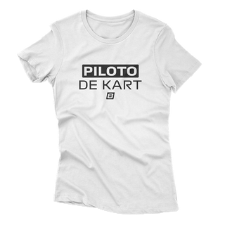 Nome do produtoCamiseta Feminina Piloto de Kart - branca