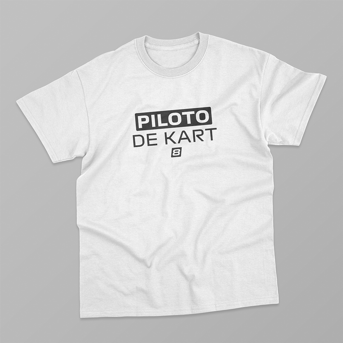 Nome do produto: Camiseta Unissex Piloto de Kart - branca