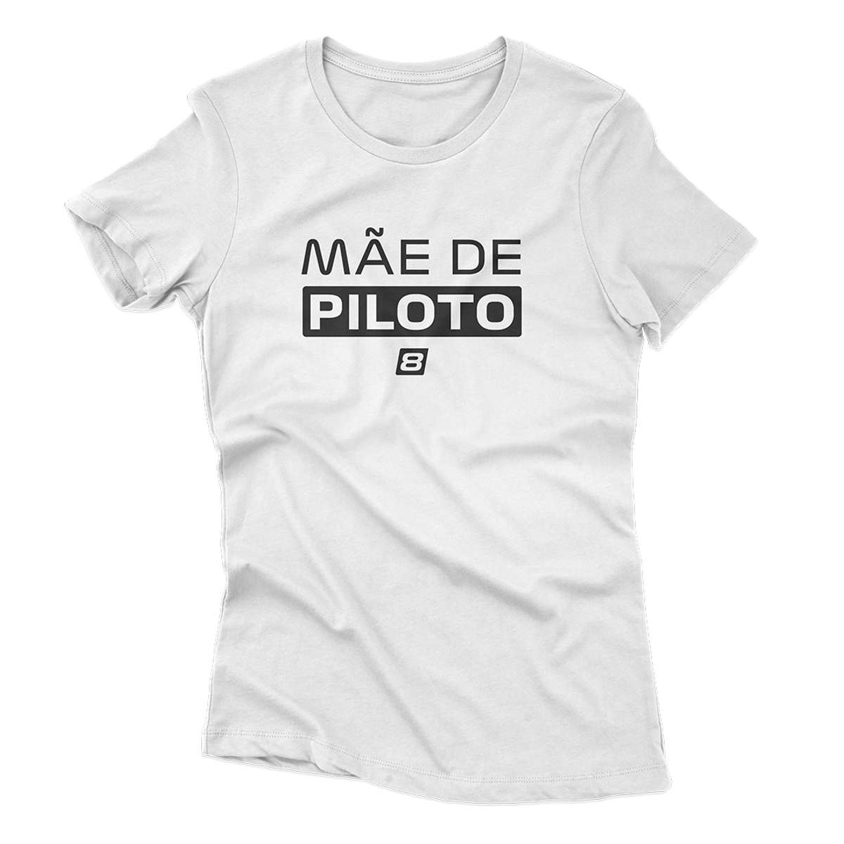 Nome do produto: Camiseta Feminina Mãe de Piloto - Branca