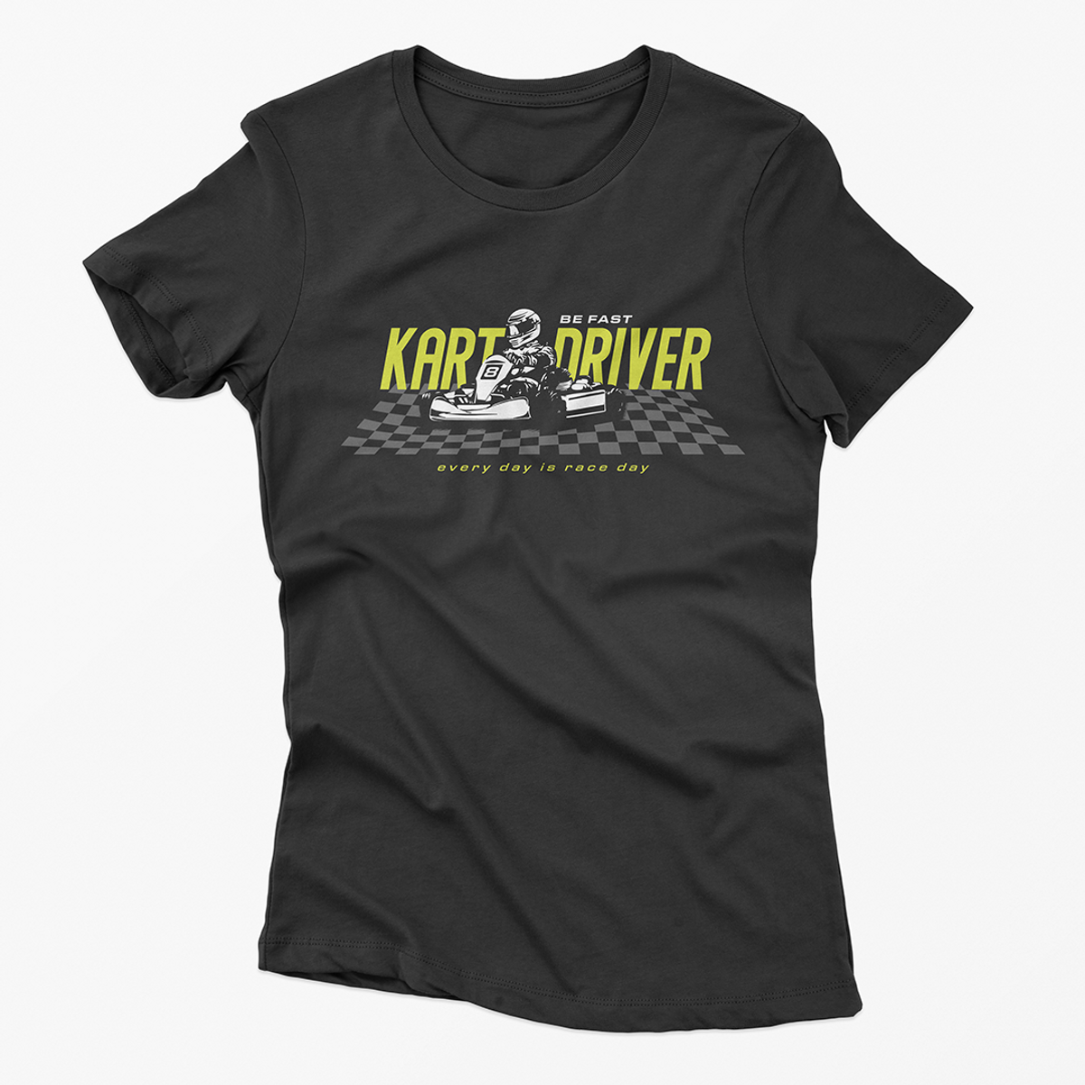 Nome do produto: Camiseta Feminina Kart Driver - Preta