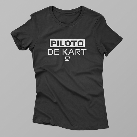 Camiseta Feminina Piloto de Kart - preta