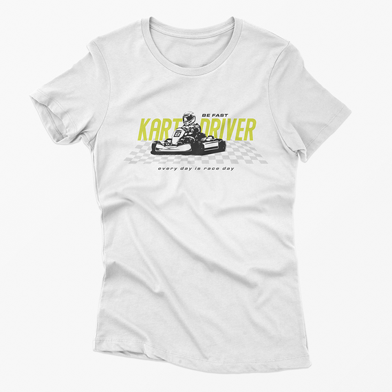 Camiseta Feminina Kart Driver - Branca