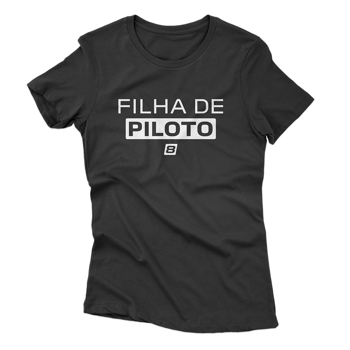 Nome do produto: Camiseta Feminina Filha de Piloto - Preta