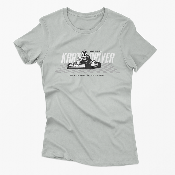 Camiseta Feminina Kart Driver - Cinza