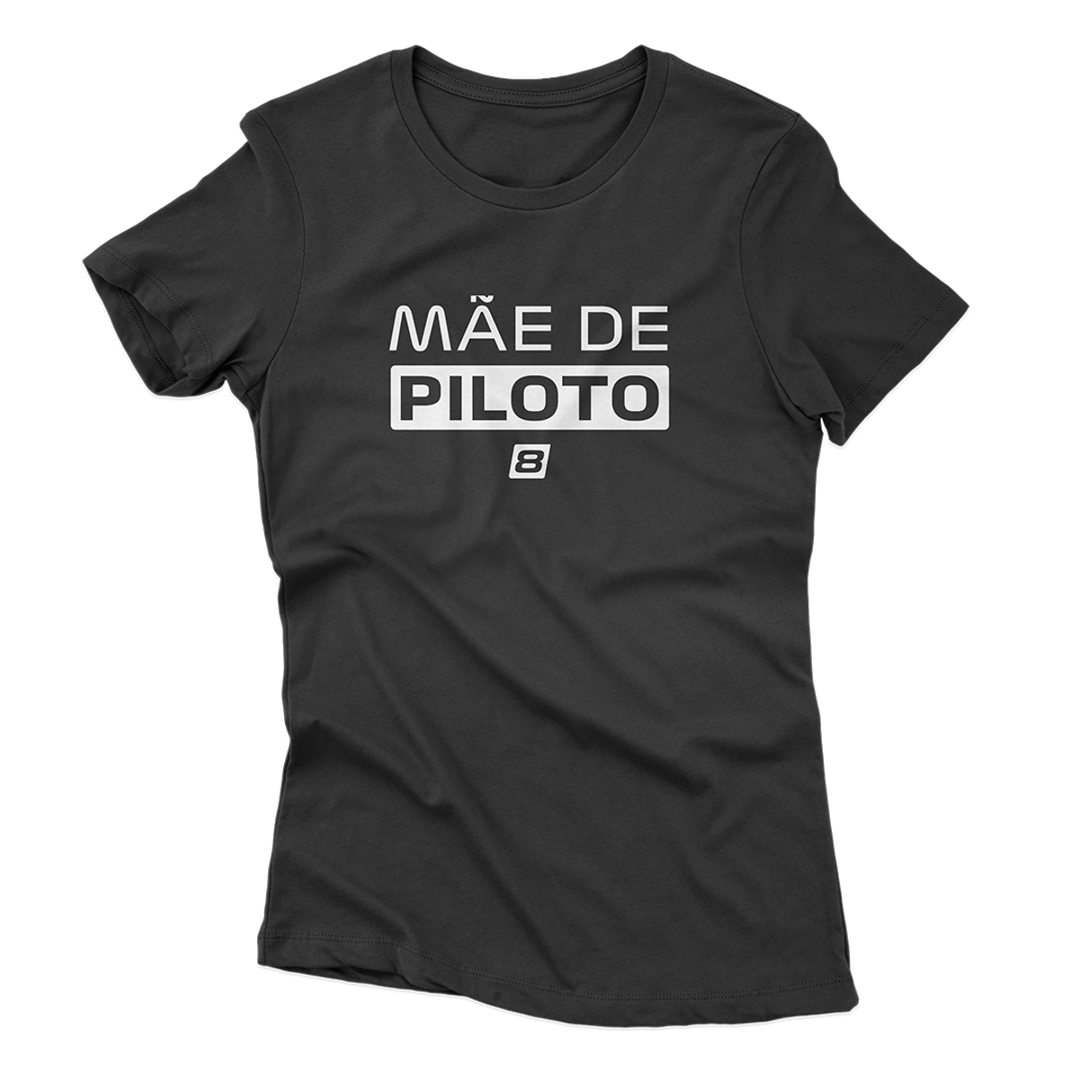 Nome do produto: Camiseta Feminina Mãe de Piloto - Preta