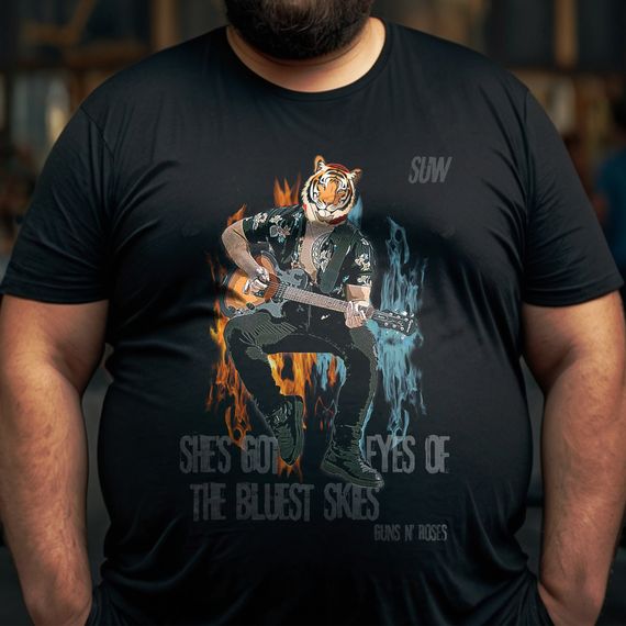 Plus Size T-Shirt Tiger Guns N' Roses