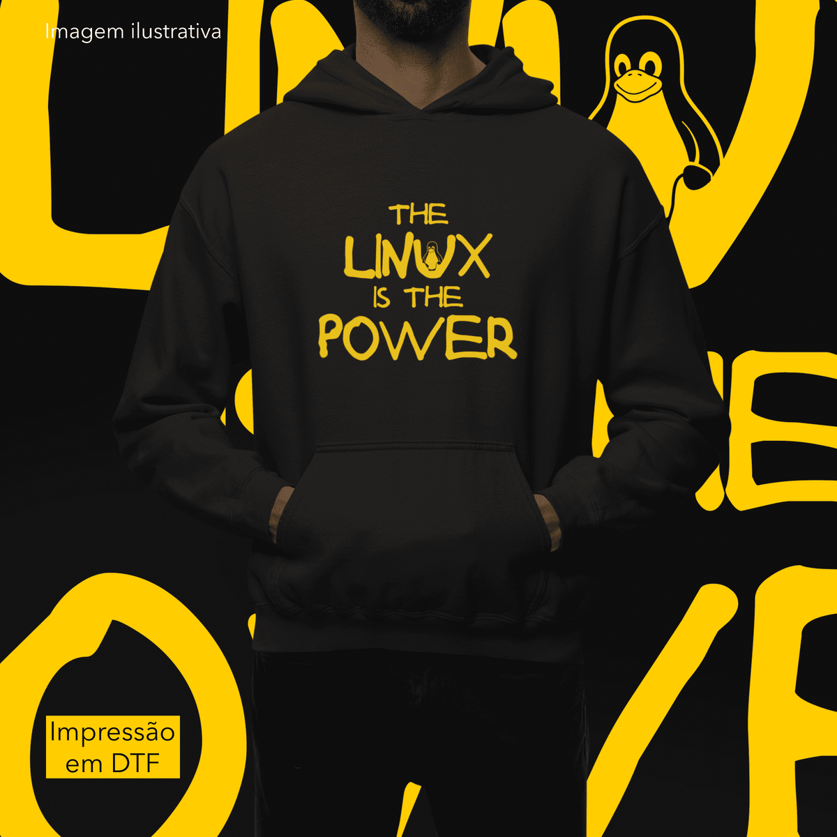 Nome do produto: THE LINUX IS THE POWER 1 - MOLETOM CANGURU