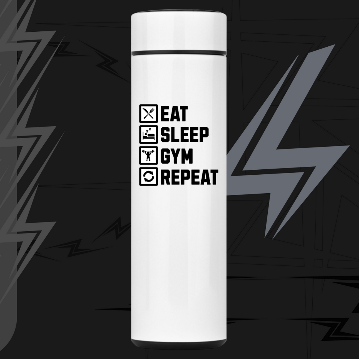 Nome do produto: Garrafa Térmica 400ml De Aço Inox - Eat Sleep Gym Repeat