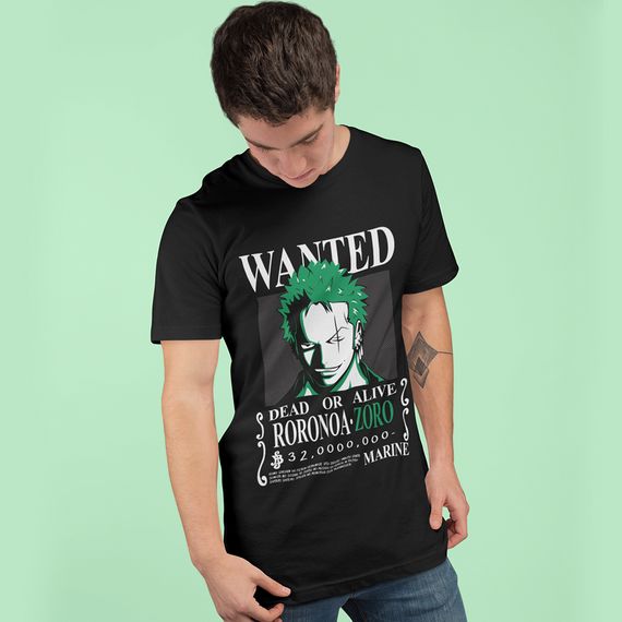 Camiseta Unissex One Piece - Roronoa Zoro Procurado