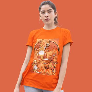 Nome do produtoCamiseta Unissex Pokémon - Evoluções Charmander