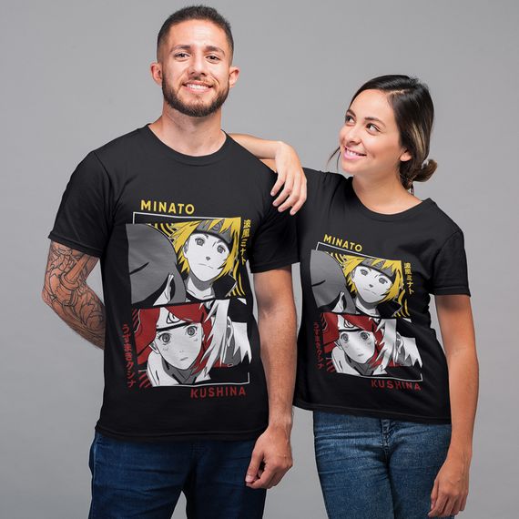 Camiseta Unissex Naruto - Minato e Kushina