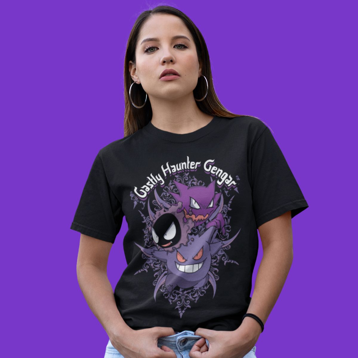 Nome do produto: Camiseta Unissex Pokémon - Gastly, Haunter e Gengar