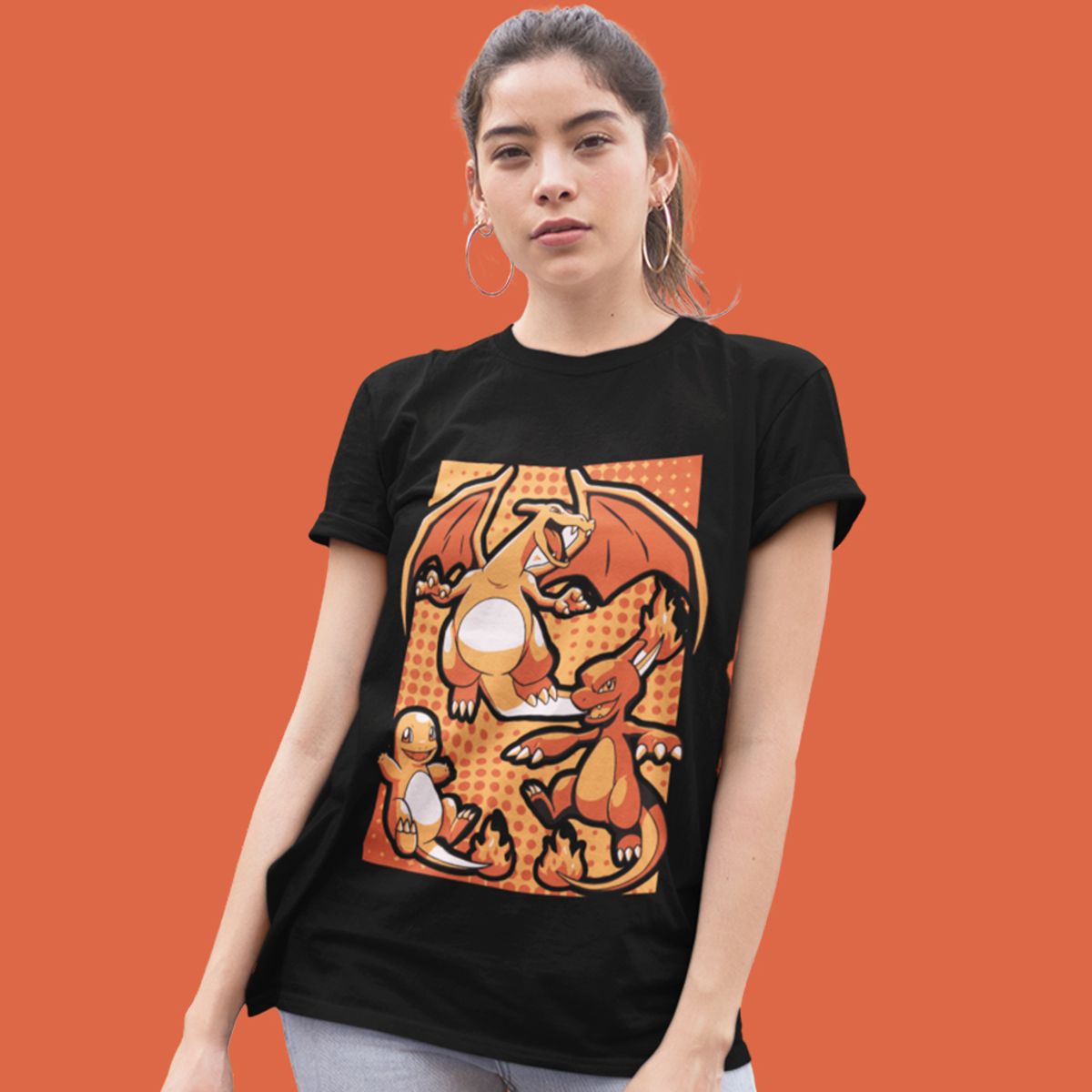 Nome do produto: Camiseta Unissex Pokémon - Evoluções Charmander