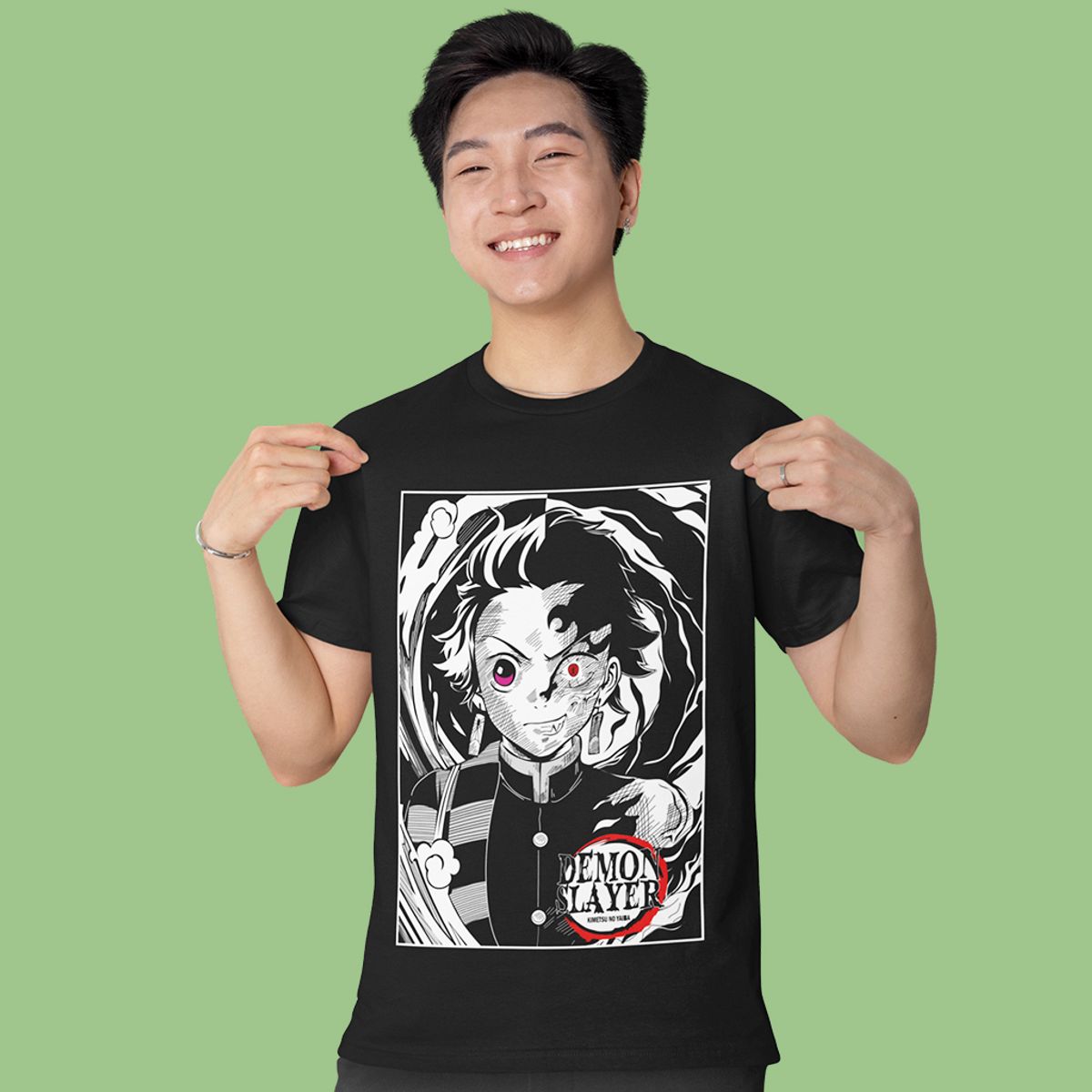 Nome do produto: Camiseta Unissex Demon Slayer - Tanjiro/Oni