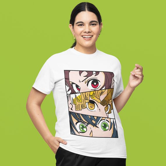 Camiseta Unissex Demon Slayer - Tanjiro, Zenitsu e Inosuke