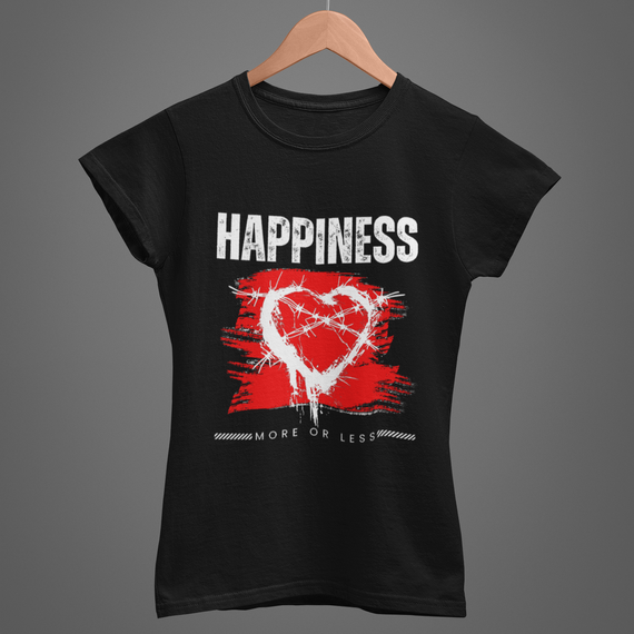 Camiseta Baby Long Happiness Preta