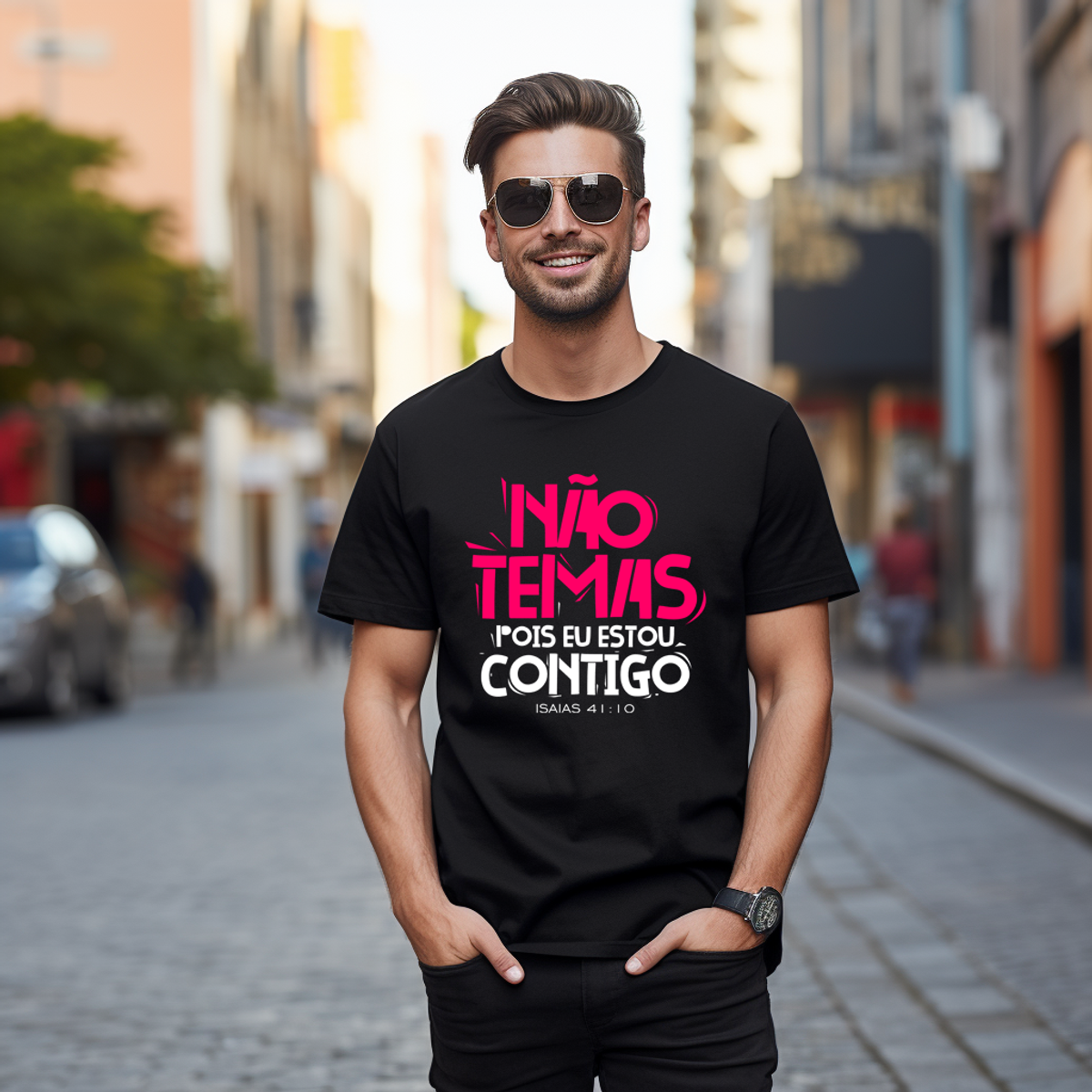 Nome do produto: CAMISA QUALITY | NÃO TEMAS, POIS ESTOU CONTIGO ISAIAS 41:10