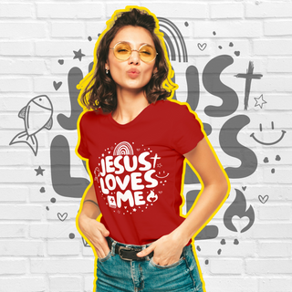 Nome do produtoT-Shirt Jesus loves me (Estampa branca)