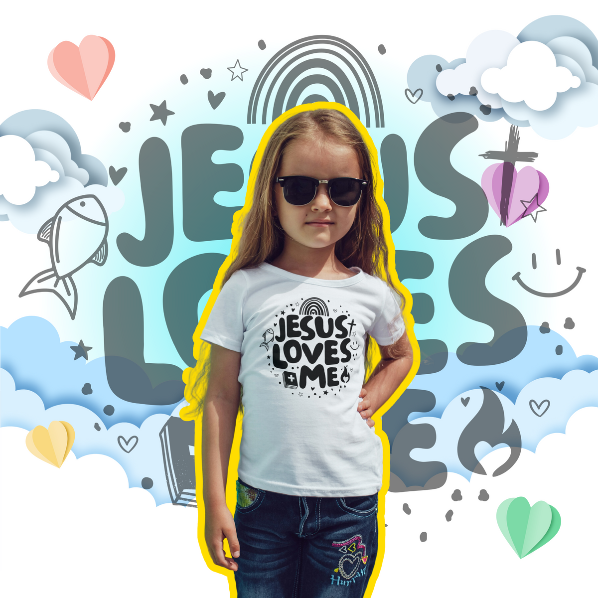 Nome do produto: T-Shirt Infantil Jesus Loves Me