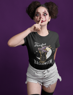 Nome do produtoCamiseta Feminina - Purrfect Halloween