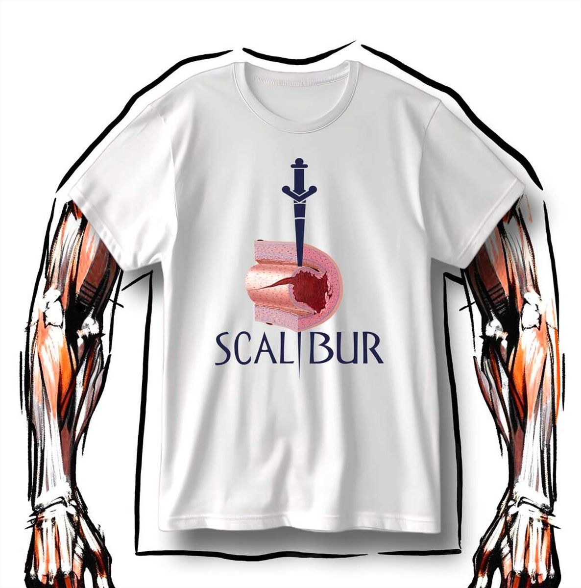 Nome do produto: CAMISETA - SCALIBUR - DISSECÇÃO ESPONTÂNEA DA ARTÉRIA CORONÁRIA