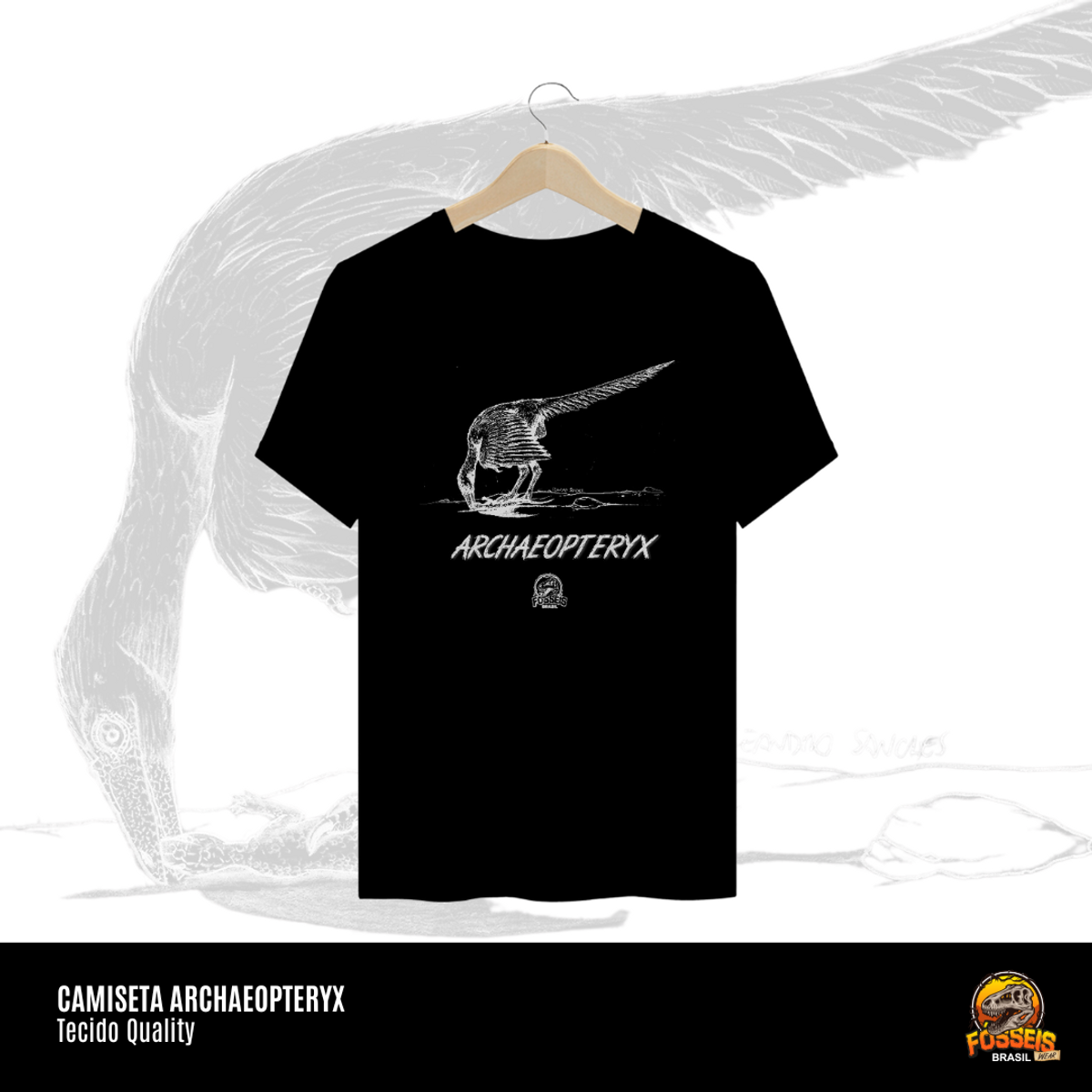 Nome do produto: Camiseta - Archaeopteryx | Ilustração por Leandro Sanches