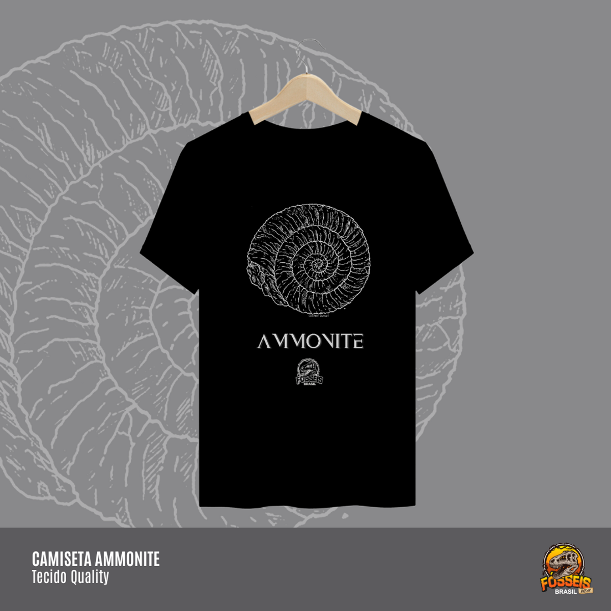 Nome do produto: Camiseta Ammonite | Ilustração por Leandro Sanches