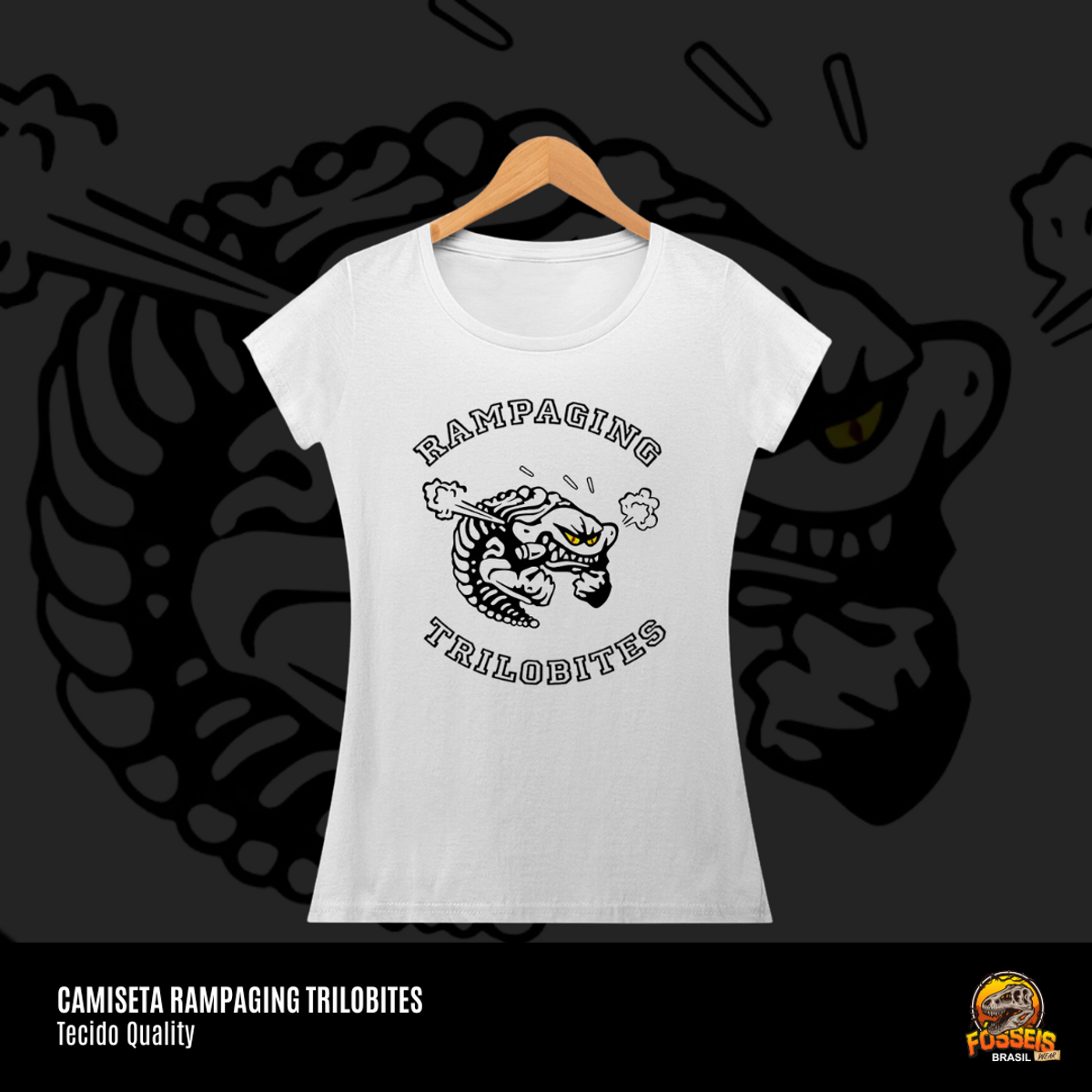 Nome do produto: Camiseta Feminina Rampaging Trilobites - Família Dinossauros