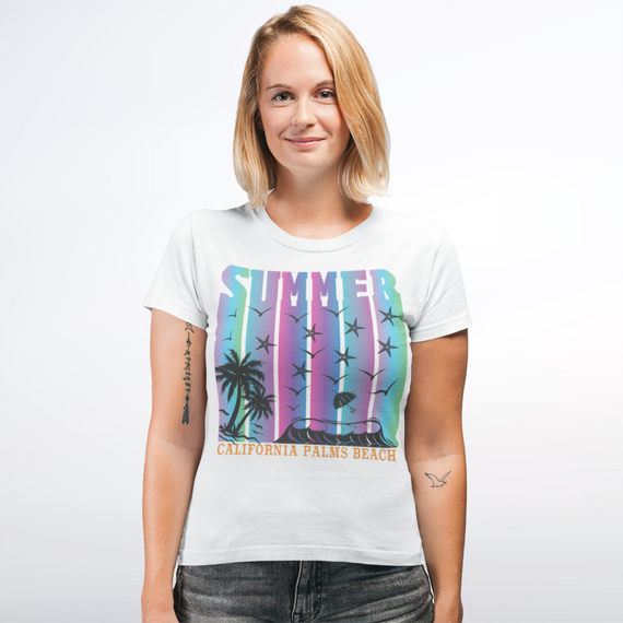 Camiseta Feminina Summer Palms Beach