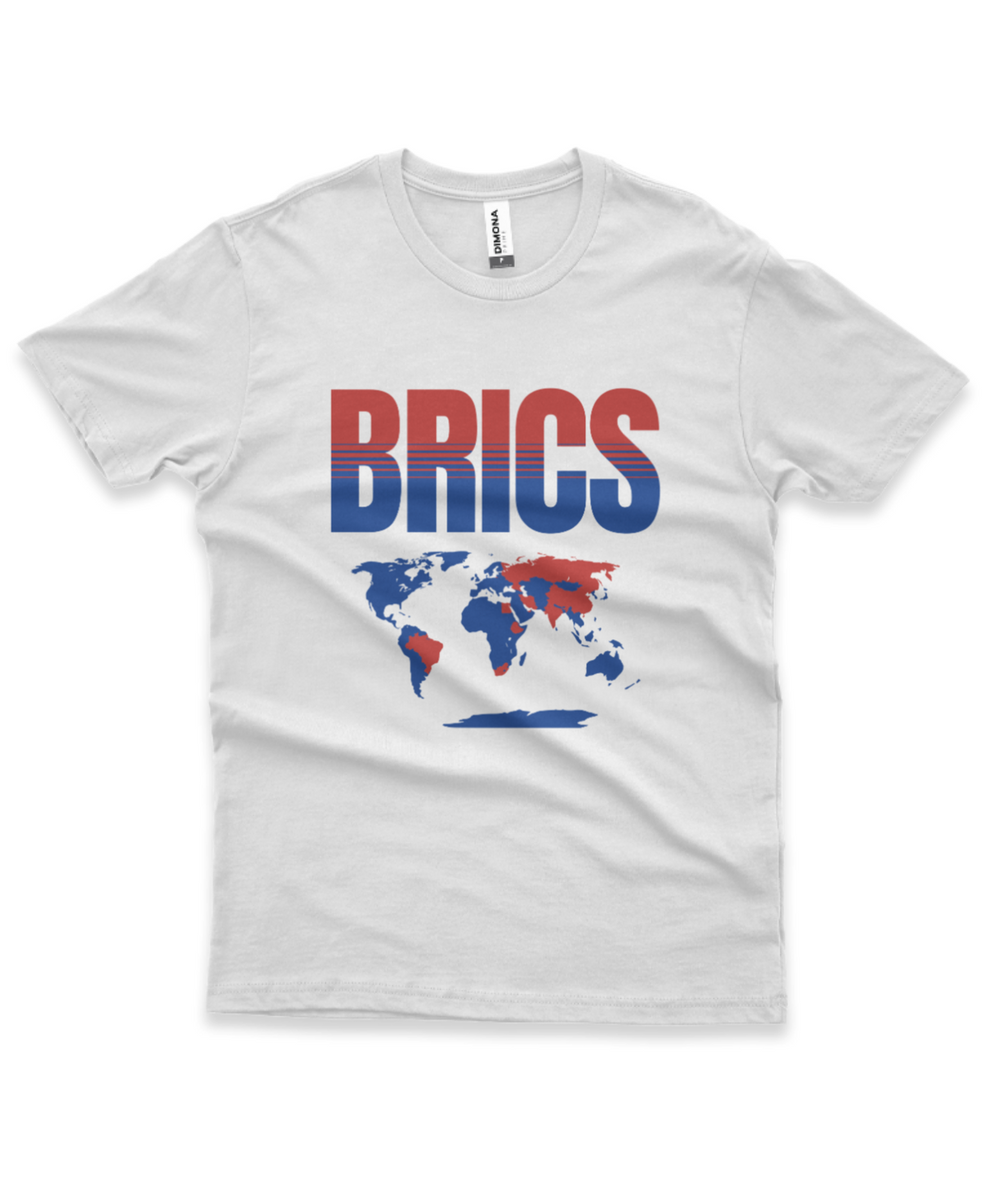 Nome do produto: Camisa BRICS azul/vermelha mapa