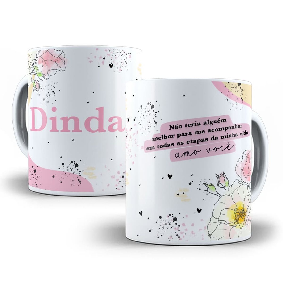 Nome do produto: Caneca Batizado Minimalista - Dinda - Presente Ideal Para Batismo 